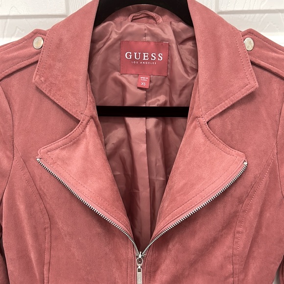 Guess Faux Suede Women’s Jacket Mauve 1/2 Zip Front Zip pockets Lined Sz XS - Picture 4 of 10